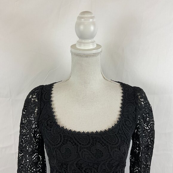 Maeve by Anthropologie Dress US 0 Black Lace Overlay Long Sleeve New NWT - Picture 2 of 13